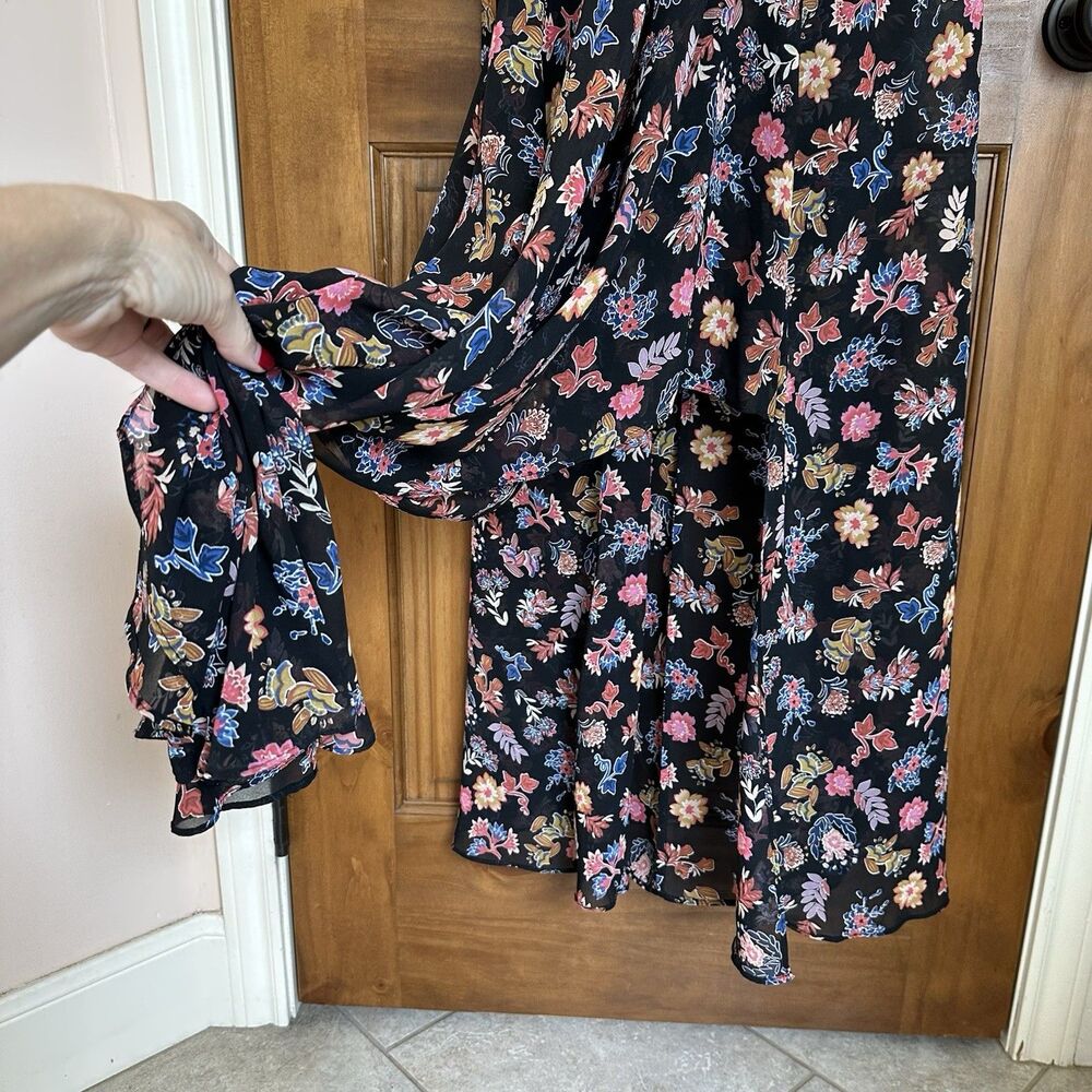 ANTHROPOLOGIE HD In Paris Maxi Dress 14 Floral Semi Sheer Keyhole Back Cottage - Picture 4 of 8